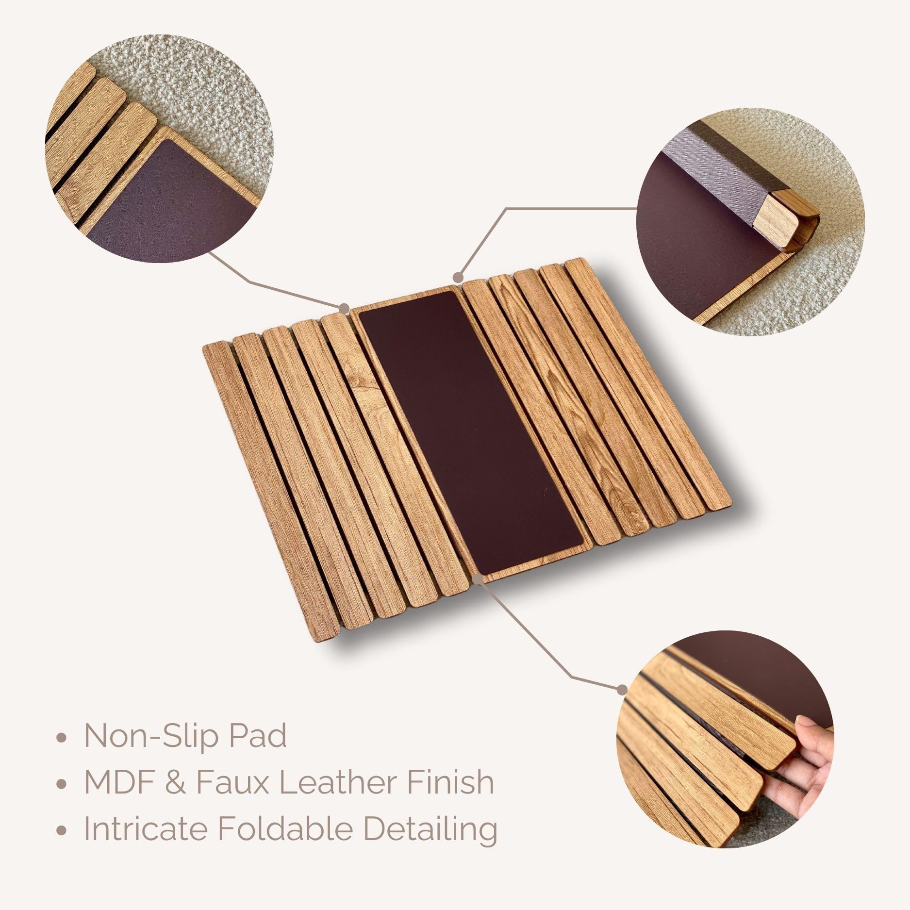 Mason Home Sofa Armrest Tray - Light Brown Full Grain Bamboo Wood With Anti Slip Pad | Dining Tray | Home & Office Dcor | Furnit